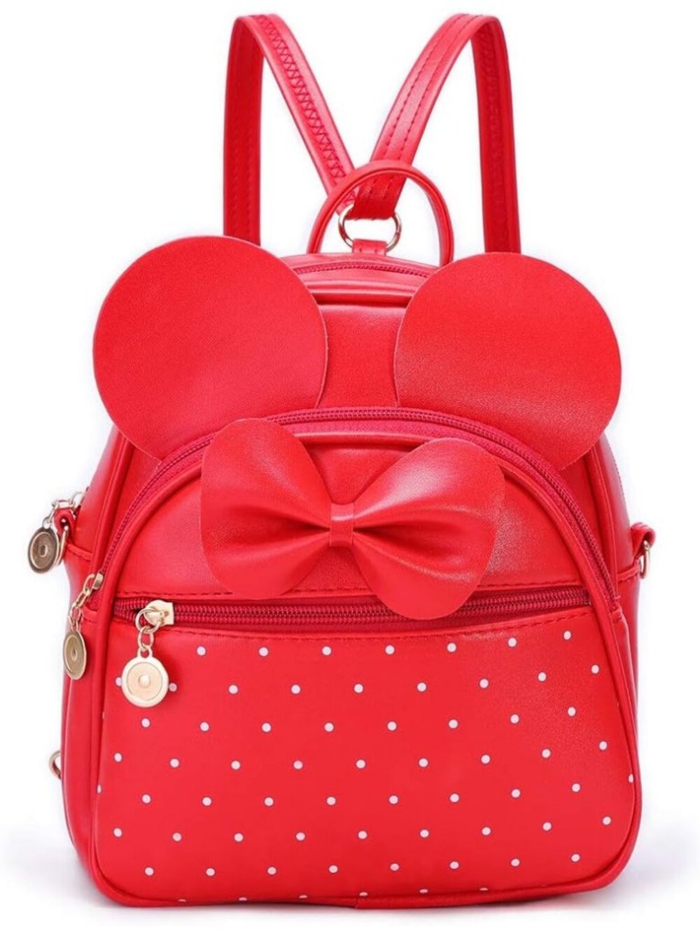 Women Girls Red Mini Backpack Cute Bowknot Convertible Shoulder Bag